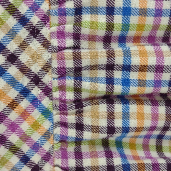 Women's Petite Multi Color Gingham Plaid LS BD Cotton Flannel Shirt - Picture 10 of 12